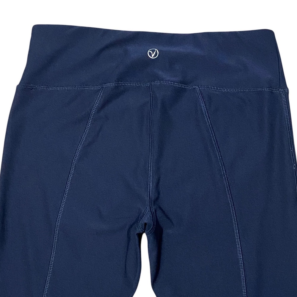 Vogo Athletica Navy Blue Capri Leggings Lattice Strappy Back Detail Gymcore M - Picture 5 of 8